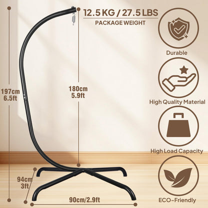 Chihee Hanging Egg Chair Stand,Strong Iron Hammock Chairs Frame with Spring Hook Stable Base,Heavy Duty Swing Chair Stands 330 lbs,C Stand for Hanging Seat Indoor Outdoor Bedroom Patio Garden Balcony