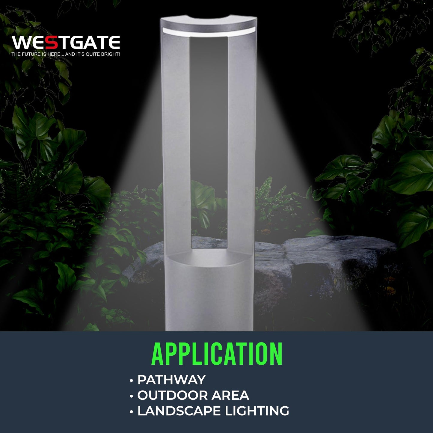 Westgate 12V LED Opera Path Light, Outdoor Landscape Lighting for Garden, Walkway, & Driveway, Waterproof Die-Cast Aluminum, 10W Outdoor Pathway Light, Corded Electric, 22.83" Lx3.15 Wx6.3 H, Black