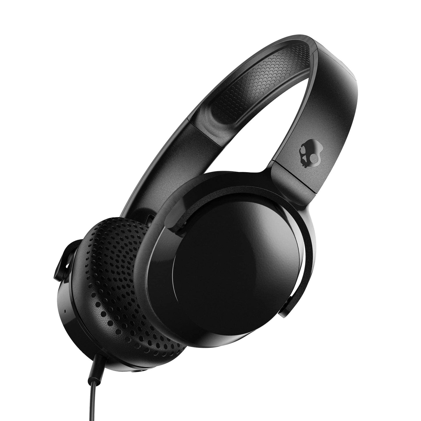Skullcandy Riff On-Ear Wired Headphones, Convenient for Travel with 3.5mm AUX Plug, Built-in Microphone, Foldable Lightweight Comfortable Design, Durable Headband, Reliable Simplicity - Black