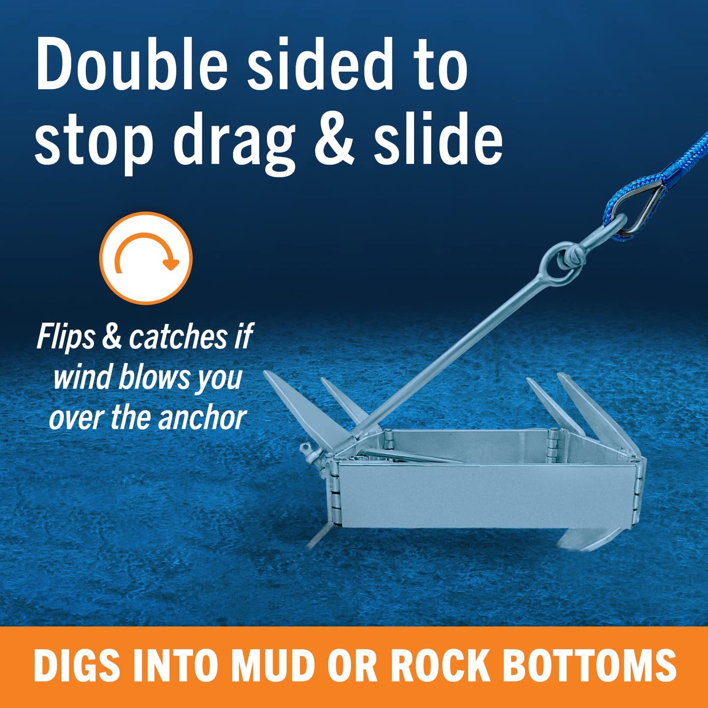 Better Boat 19lb Box Anchor for Boats up to 30ft, Folding Boat Anchor Hot Dip Galvanized, Double Sided Slide Anchor for Pontoon Cabin Cruiser and Fishing Boats