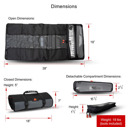 Tusk 4x4 Tool Roll Kit with Tools | Overlanding | Off-Road | UTV | Side by Side | Portable Tool Organizer