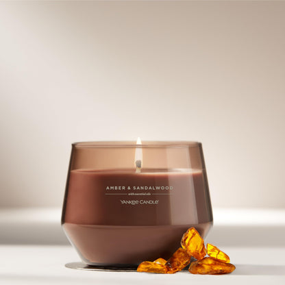 Yankee Candle Studio Scented Candle, Jar Candle for Home Fragrance, Premium Plant Wax Blend, Long Lasting Burn, Room Filling Fragrance, Amber & Sandalwood (Pack of 1)