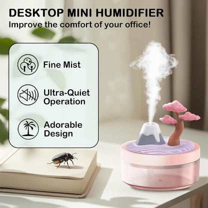 Landscape Night Light Humidifier with 2 Mist Modes, 320mL Large Tank Whisper-Quiet for Baby/Nursery/Office, Portable Mini Air Moisturizer