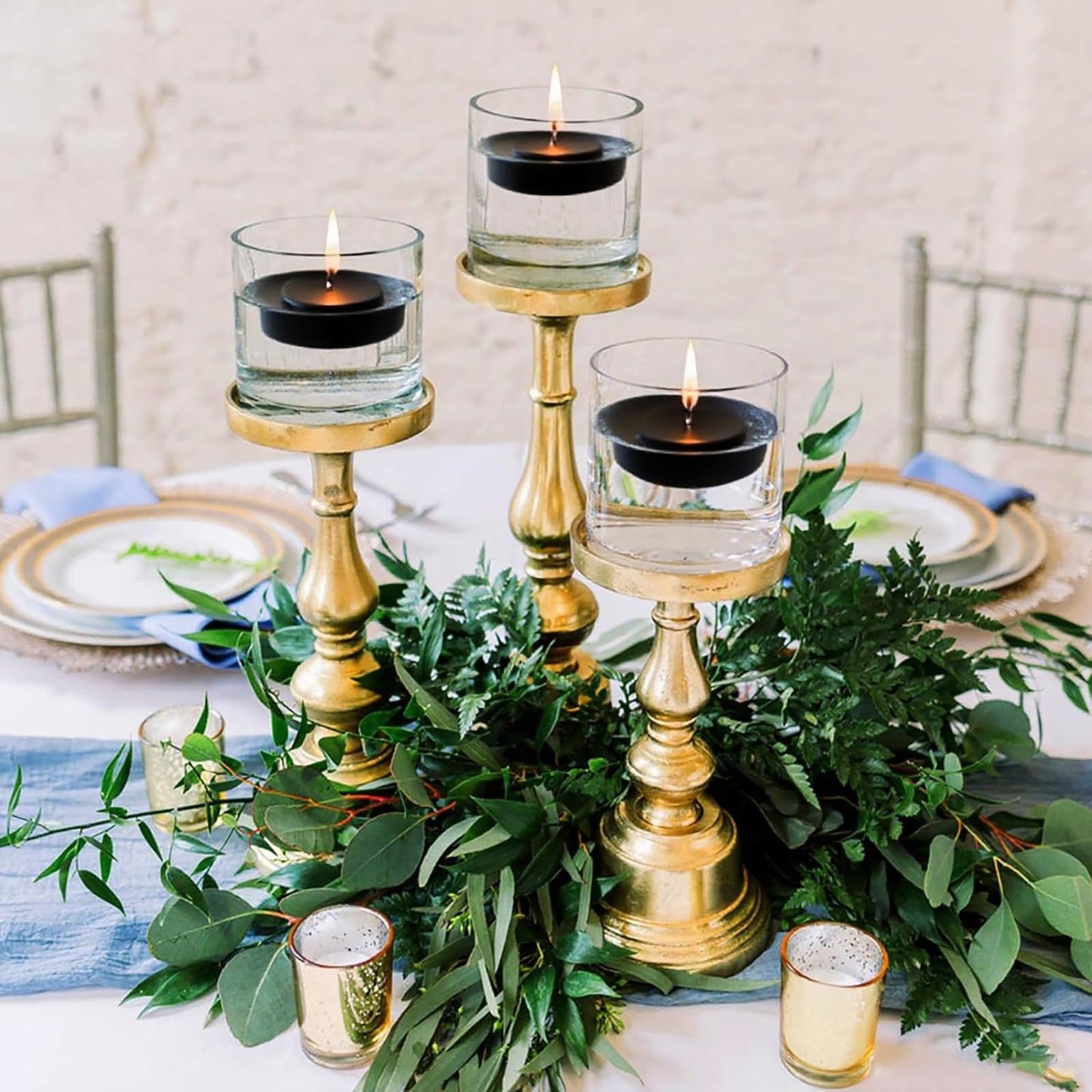 Black Floating Candles 3 inch 12 Pack - Floating Candles for centerpieces - Wedding Decor - Burning Time 8-10 Hours