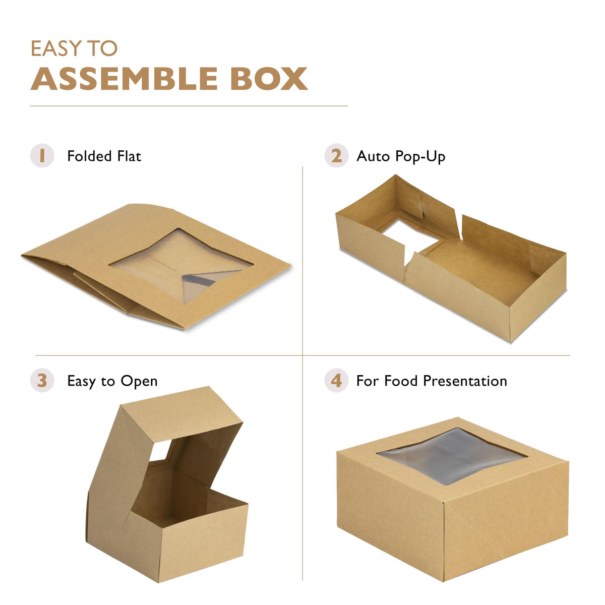 Fit Meal Prep 25 Pack Bakery Boxes with Window 6x6x5