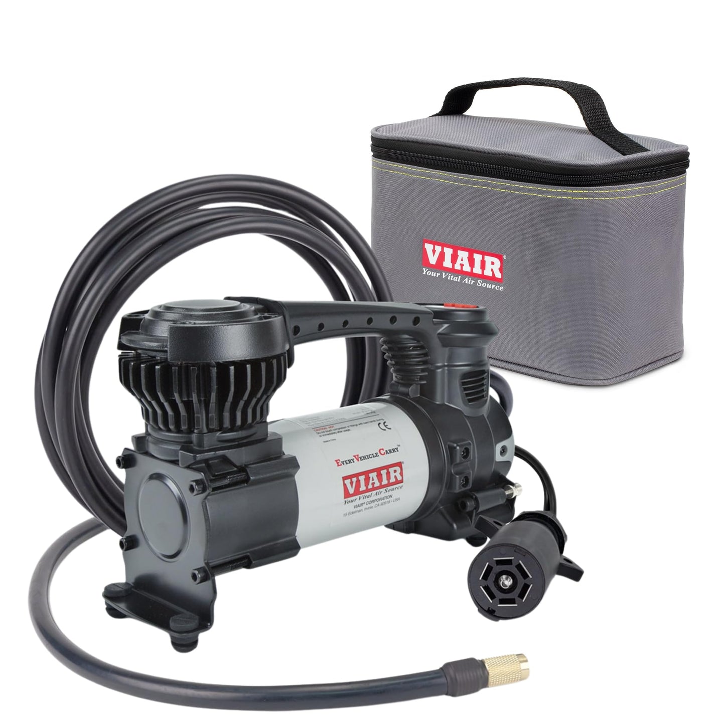 VIAIR Digital EVC88P7 - Portable Air Compressor Tire Inflator for Car, Truck, SUV & RV | Preset Automatic Shut Off Feature | 7-Way Trailer Connector Plug
