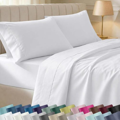 California Design Den Twin Sheet Set - 100% Soft Cotton, 400 Thread Count, Silky Smooth & Breathable - White