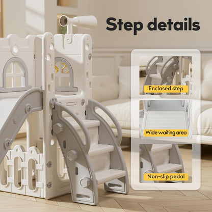 Toddler Slide,Kids Slide Playset for Toddler,Indoor Outdoor Slide Toddler Playset with Storage Space and Non-Slip Steps,Gifts for Boys and Girls 1-3 Years (White Gray)
