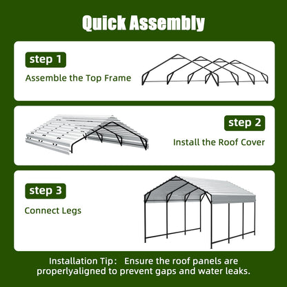 VOYSIGN Metal Carport Heavy Duty 10x15ft Outdoor Galvanized Steel Car Port, Vehicle Canopy Garage Shade, Multi-Use Shelter for Car, Boat, Tractors & Outdoor Storage