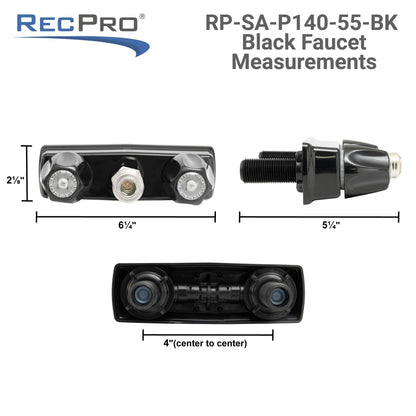 RecPro RV Exterior Faucet Hot/Cold | High Pressure Sprayer | Metal | Optional Flex Spout | RV Exterior Shower Faucet (No Flex Spout, Black)