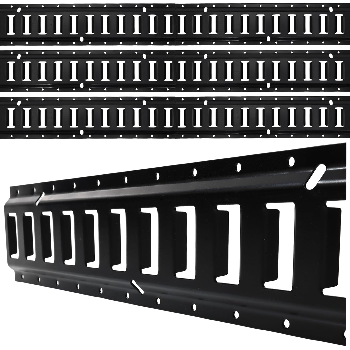 7.5' E Track Tie Down Rail Kit (4 Pack) - Trailer E Tracks with 6,000lbs Break Strength - Power Coated Etrack - Heavy Duty E Track Rail for Securing Cargos, Motorcycles, Bikes, Trailers