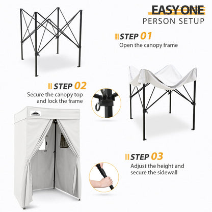 EAGLE PEAK Flex Compact 4x4 Pop-up Canopy Changing Room, Portable Privacy Dressing Room for Indoor Fashion Photoshoots, Camping, or Pool, White