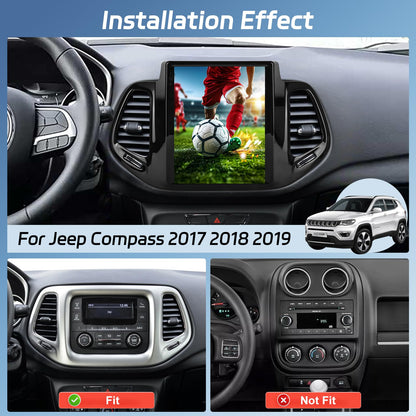 [2+64G] NHOPEEW Car Radio for Jeep Compass 2017 2018 2019 with Wireless Carplay and Android Auto - 9.7 Inch Touch Screen Android Car Stereo - DSP/GPS/WiFi/SWC/Bluetooth + AHD Backup Camera
