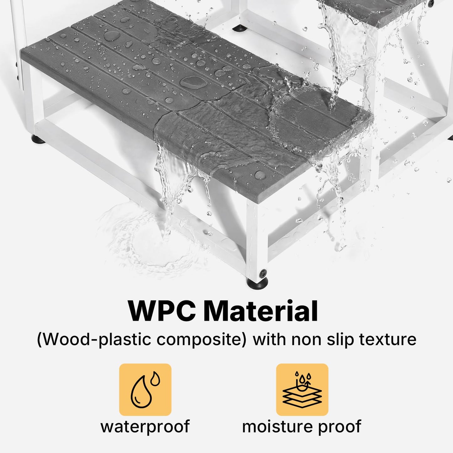 Veehoo RV Steps with Handrail for Dog Outdoor, 3 Steps Dog Hot Tub Step with Handrail for 5th Wheel RVs Camper Trailers, Non Slip Large Dogs Mobile Home Stairs Waterproof for Car Truck, up to 300 lbs