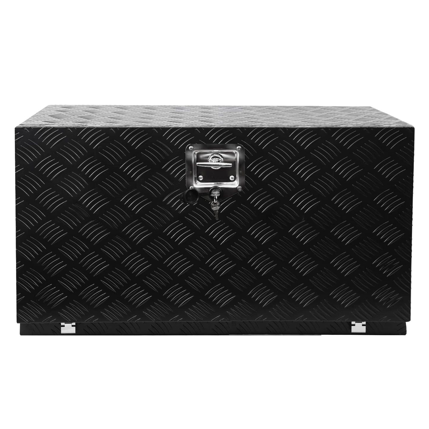 GarveeTech 30 in Heavy Duty Aluminum Stripes Plated Tool Box Pick Up Truck Bed Rv Trailer Toolbox Diamond Plate Underbody Box Waterproof Square Storage Organizer With Side Handle, Lock & Keys