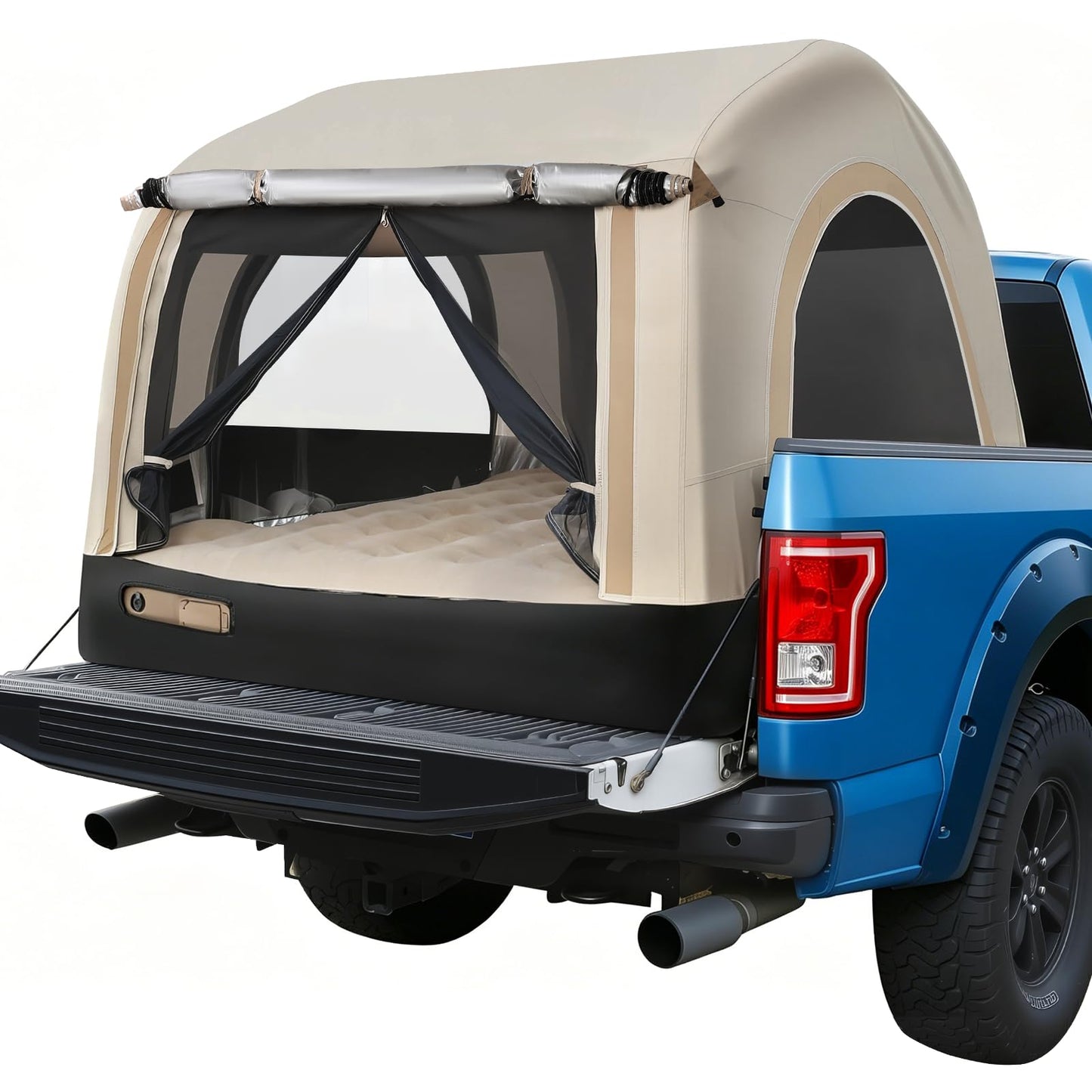 MIRUNNY Truck Bed Tent for 5.5ft-6.7ft,Auto Inflate Deflate Built in Wireless Rechargeable Air Pump,Waterproof Pickup Tent Air Mattress Camping for Ford F150, Silverado