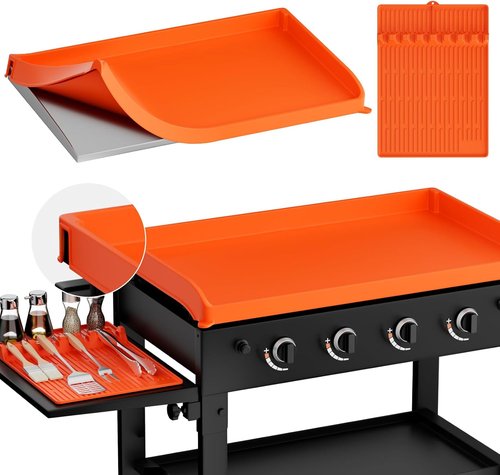 Blackstone Silicone Griddle Cover - Premium Food-Grade BBQ Mat with 16" Spatula & Drip Pad