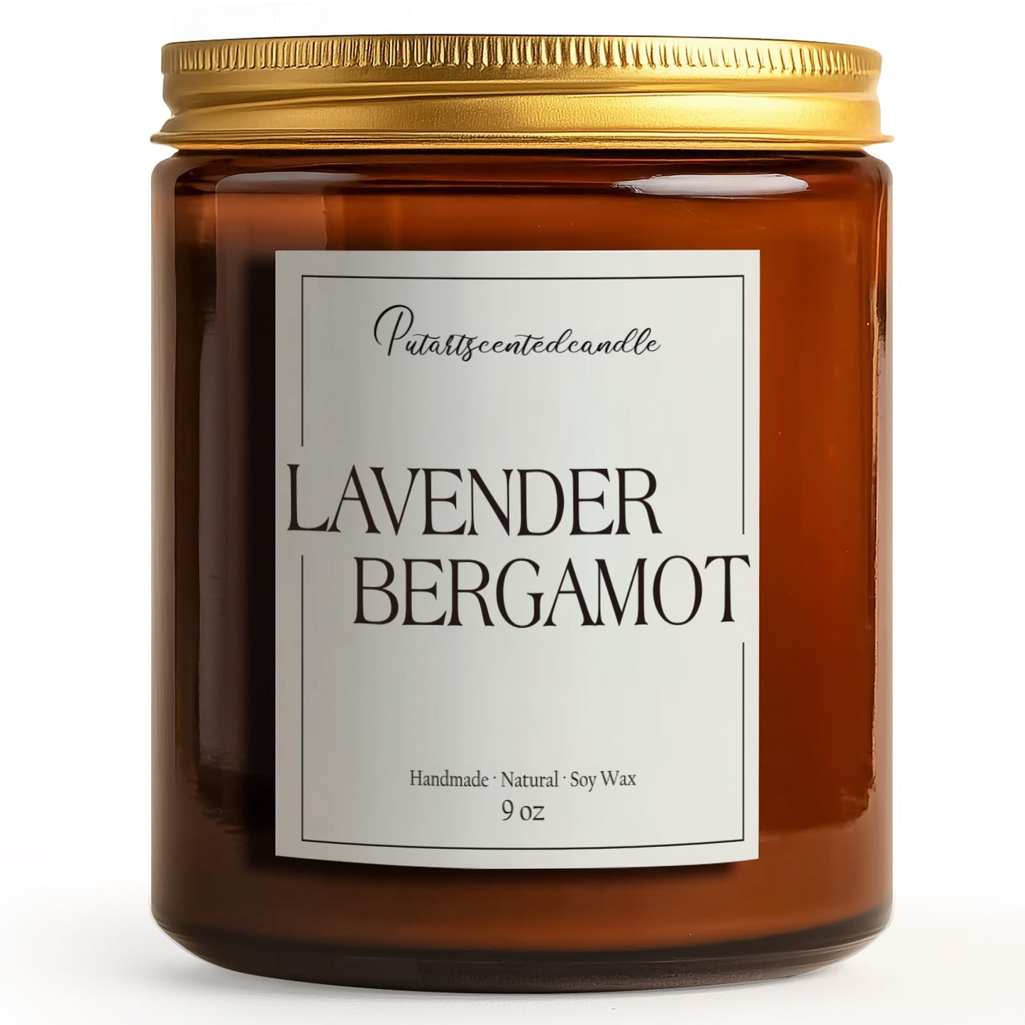 Putart Lavender & Bergamot Scented Candles for Home, Natural Soy Wax Aromatherapy Non Toxic Candle Gifts for Women Men, Home Fragrance Decoration Glass Jar Candle for Meditation and Relaxation (9oz