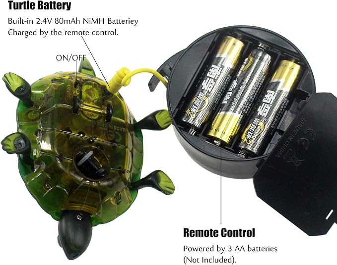 Tipmant RC Turtle IR Remote Control Tortoise Crawl Fake Electric Animal Toy Realistic for Toddler Kids Birthday Gifts (Green)