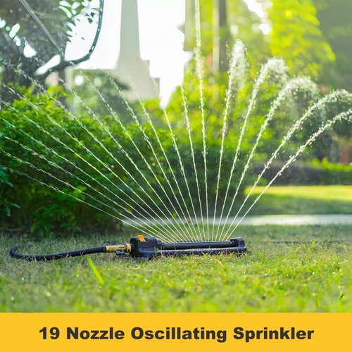 FANHAO Oscillating Sprinkler - Durable Lawn Watering System for Up to 3,600 Sq. Ft. | 19 Precision Nozzles