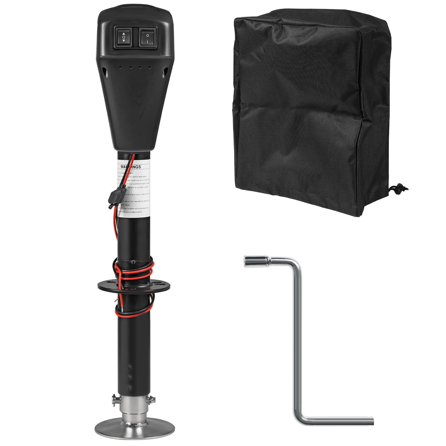 YELLOW JACKET Electric Trailer Jack 9"-32.5", 5000lbs Power Tongue Jack with Waterproof Protective Cover & LED Light for Travel Trailer Camper, RV