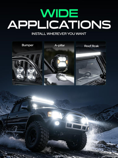 YHTAUTO 5.5 Inch LED Light Bars & Light Cover, 40W, 4000LM, 5700K, Spot Beam Off Road Camper Driving Pod Light for Motorcycle ATV UTV Dirt Bike 4x4 Truck Boat Trailer IP67 Waterproof Lamp
