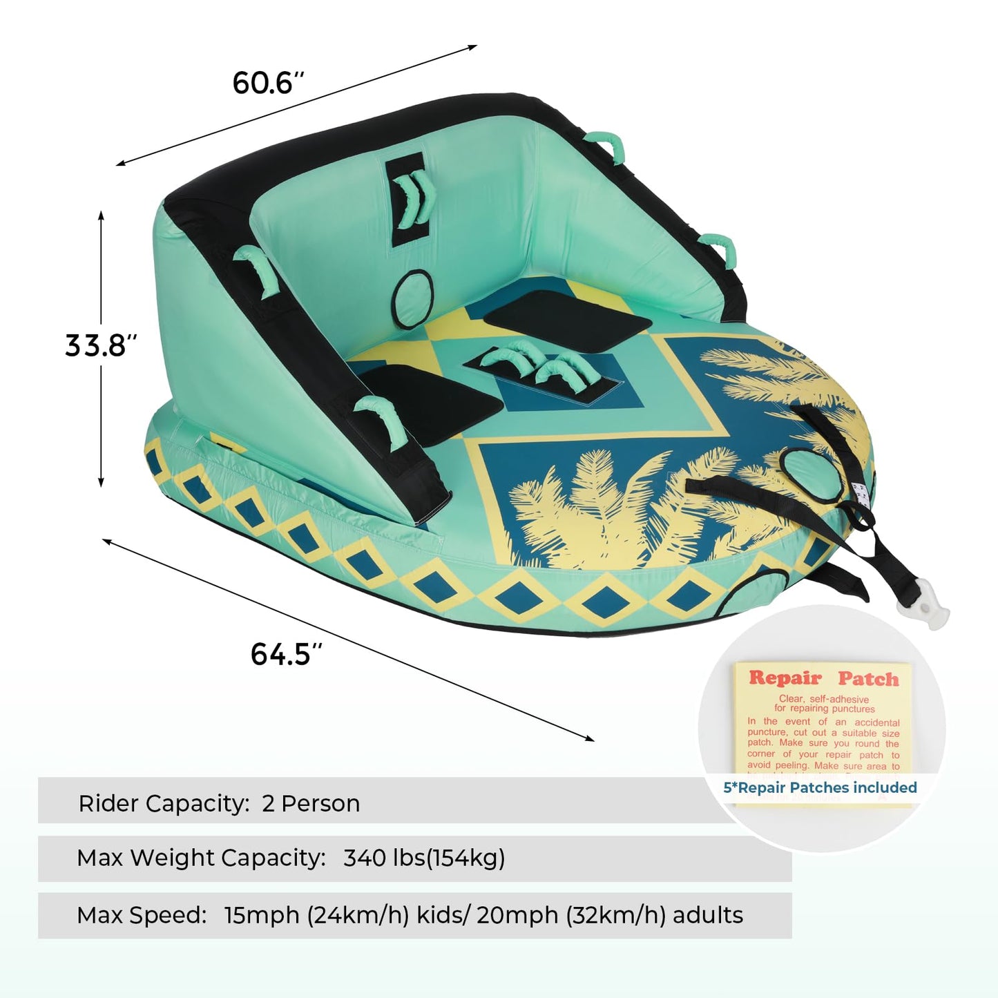 SMOOL Towable Tube for Boating, 1-4 Rider Inflatable Boat Tube with Heavy Duty 840D Nylon Cover, 0.7mm+ High-Elasticity PVC Bladder and Nylon Tow Rope Included