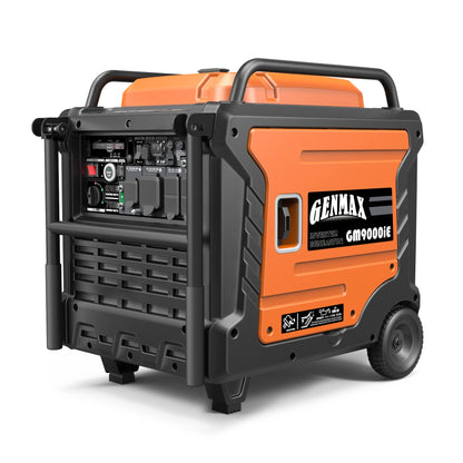 GENMAX Portable Generator, 9000W Super Quiet Gas Powered Engine with Parallel Capability, Remote/Electric Start, Digital Display,EPA Compliant，CO Alarm Ideal for Home Backup Power (GM9000iE)