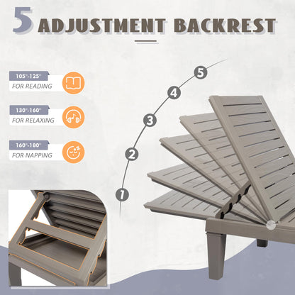 Lounge Chair,Pool Lounge Chairs Set of 2,Lounge Chair Outdoor,Waterproof Sun Loungers Chair,5-Positions Adjustable Outdoor Lounge Chairs for Garden Beach Patio Poolside Lawn Deck,Striped Grey