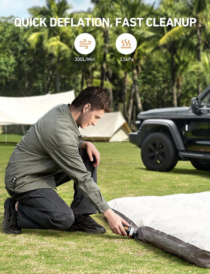 AstroAI Mini Air Pump - 3000mAh Battery Inflatable Mattress Pump with Camping Lantern & 5 Nozzles