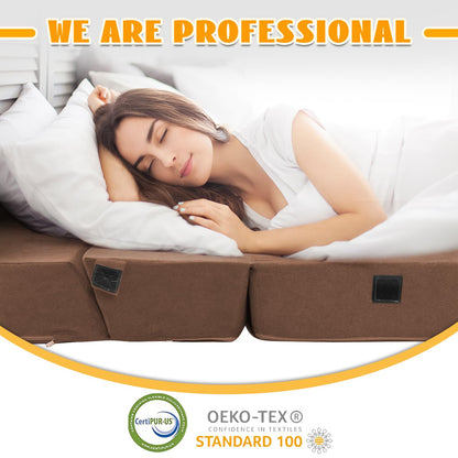 jela Foldable Sofa Bed Large Soft Foam Convertible Sleeper Chair Luxury Miss Fabric Fold Out Chair Bed Floor Couch with Back Support Floor Sofa for Living Room Bedroom (83"x33",Coffee Brown)