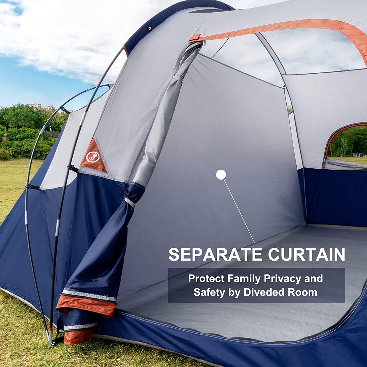 HIKERGARDEN 10 Person Camping Tent - Portable Large Family Tent for Camp, Windproof Fabric Dome Tent Outdoor for Hiking, Backpacking, Traveling (Blue)