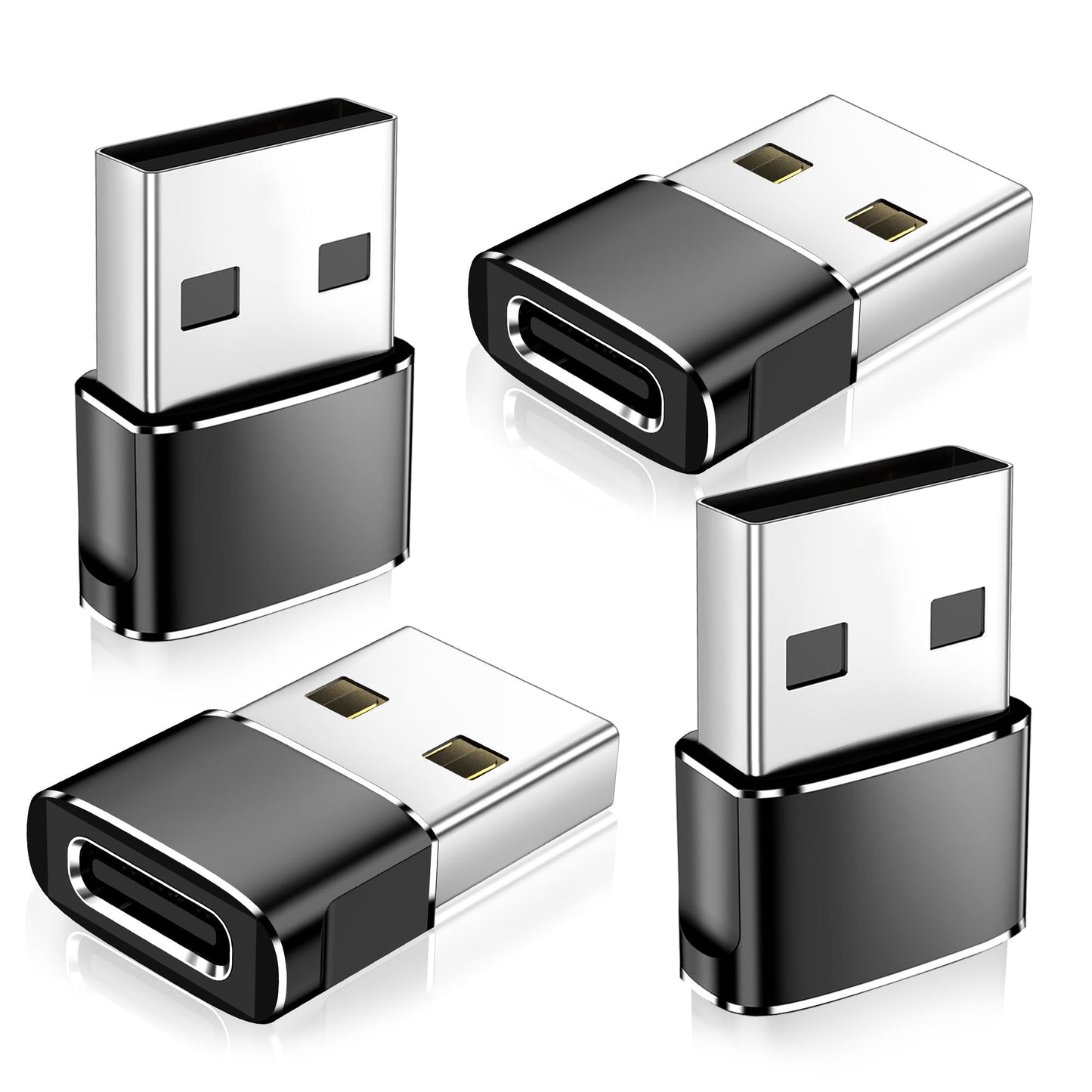 𝟒𝐏𝐚𝐜𝐤 𝐔𝐩𝐠𝐫𝐚𝐝𝐞𝐝 USB to USB C Adapter,Type-C Female to A Male Charger Converter for iPhone 17 Charger,iWatch Ultra SE 9 10,iPhone 17 Pro Max 16 15 12,Samsung S25,AirPods,iPad,Car,PS4