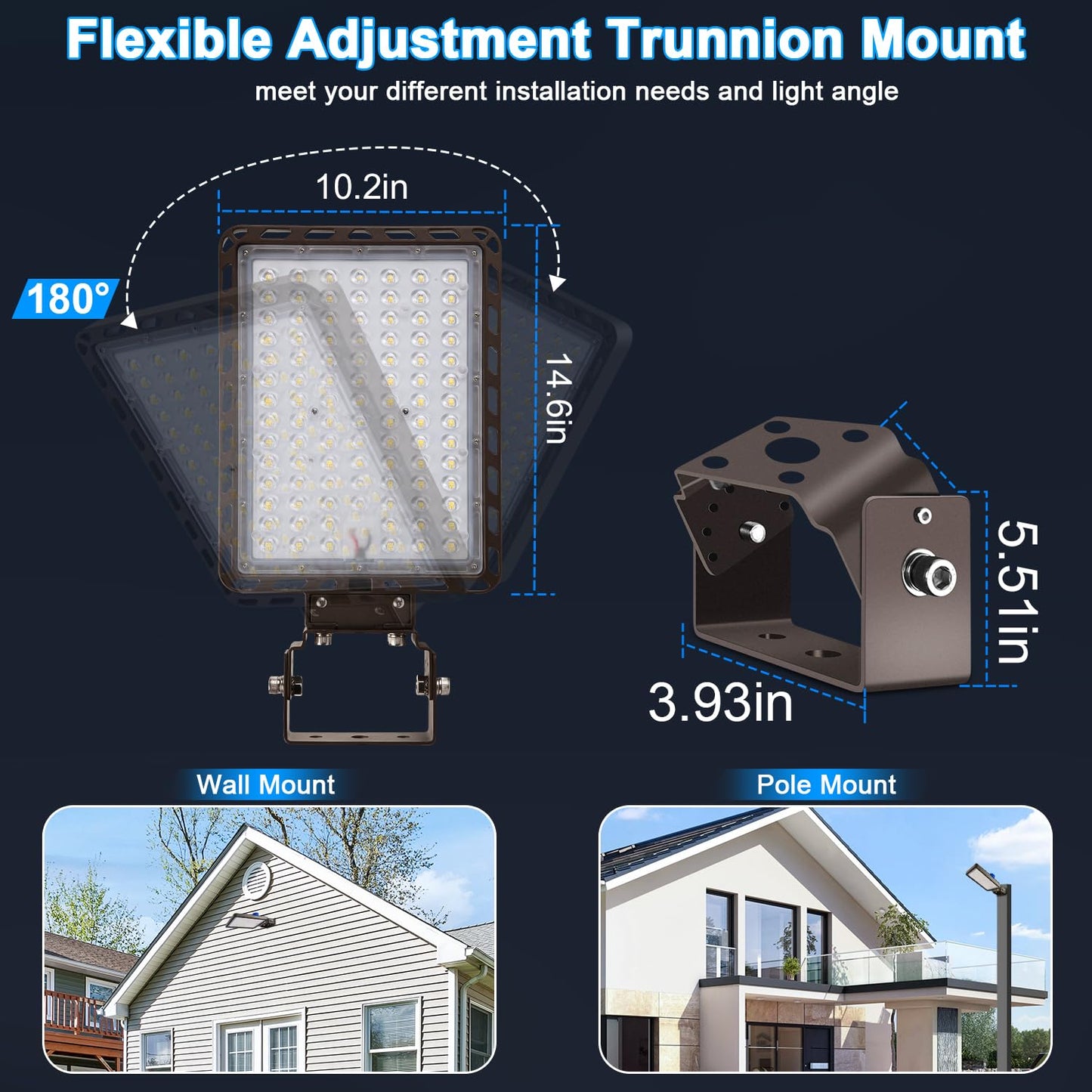 Dream Eeve 240W LED Parking Lot Light Trunnion Mount Dusk to Dawn 5000K Led Parking Lot Lights Outdoor Area Commercial Security IP65 Waterproof 100-277V 36000LM
