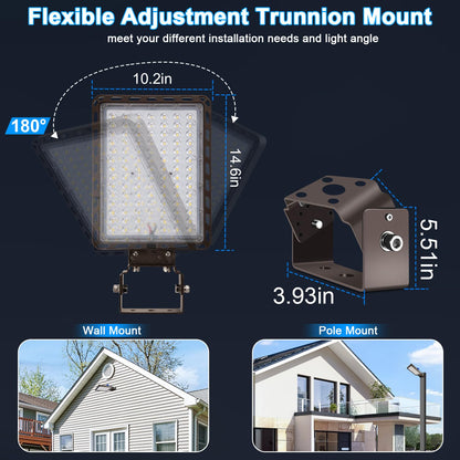 Dream Eeve 240W LED Parking Lot Light Trunnion Mount Dusk to Dawn 5000K Led Parking Lot Lights Outdoor Area Commercial Security IP65 Waterproof 100-277V 36000LM