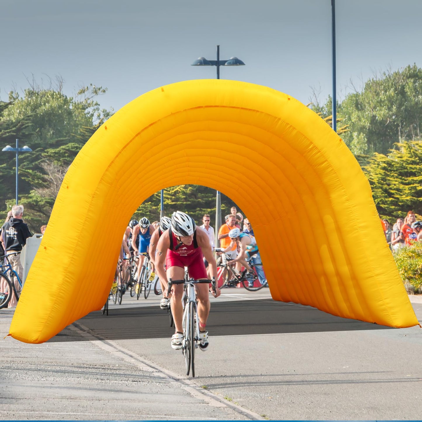 xmaybang Inflatable Sports Tunnel Entrance with Blower Football Tunnel Tent Entryway for Business Advertise Party Exhibition Promotion Street,Shop,Supermarket,School(Orange, 16.5 x 10 x 10FT)