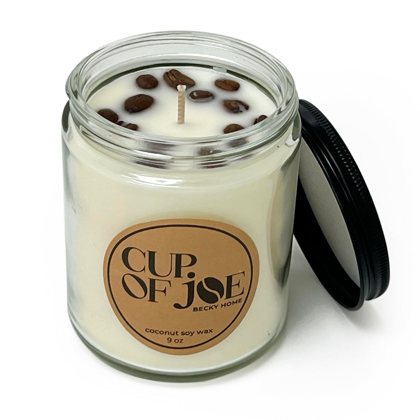 Becky Home 9 oz Coffee Scented Candle, Fresh Espresso Candle, Macchiato Coffee Candles, Large Jar Candles for Women, Gift for Men and Women, Clear Glass