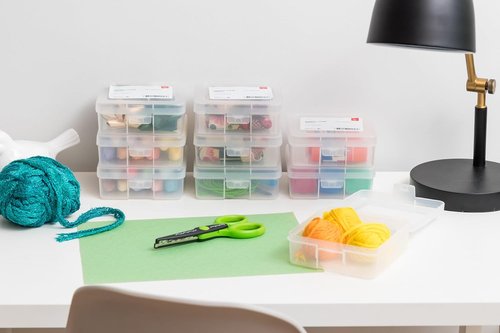 IRIS USA Pencil Case Boxes - 18-Pack Clear Plastic Organizing Containers with Snap Lid for Crafts & Stickers