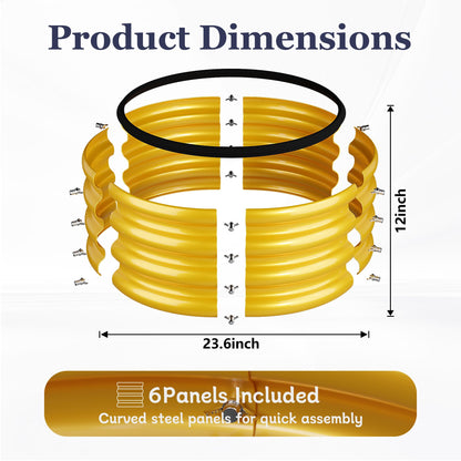 SOCONT 2 x 2 x 1 ft Round Raised Garden Bed, Yellow 2 Pack 0.6 mm Thick Galvanized Steel Planter Box with Double Layer Paint and Safety Edge Trim for Vegetables Flowers Herbs Outdoor Garden