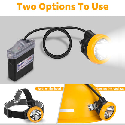 Yongkist Safety Mining Headlamp 1+2 LED Rechargeable Coal Mining Light with Battery Pack, Waterproof Explosion Proof Hard Hat Cap Lamp, Durable LED Torch Headlight for Mining, Tunneling, Outdoor Work