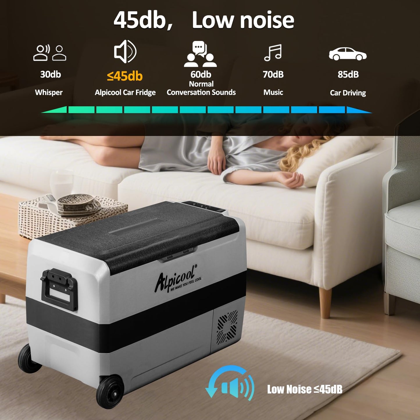 Alpicool T50 Dual Temperature Control 12 Volt Refrigerator 53 Quart Portable Car Fridge Freezer (-4°F~68°F) for Truck, RV, Boat, Camping and Travel