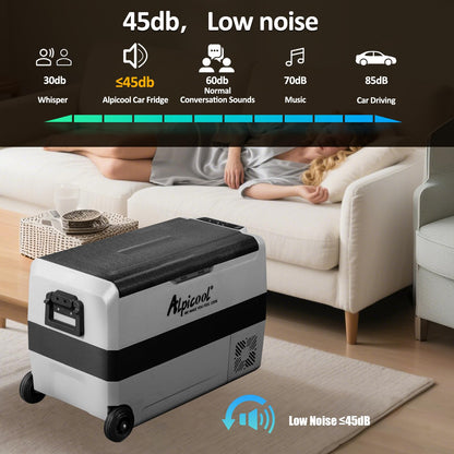 Alpicool T50 Dual Temperature Control 12 Volt Refrigerator 53 Quart Portable Car Fridge Freezer (-4°F~68°F) for Truck, RV, Boat, Camping and Travel