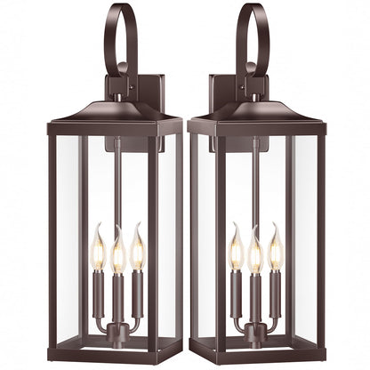 Yolsunes 3-Light Outdoor Wall Light Fixture, Waterproof Metal Sconce, 24in Extra Large, Oil Rubbed Bronze, 2-Packs