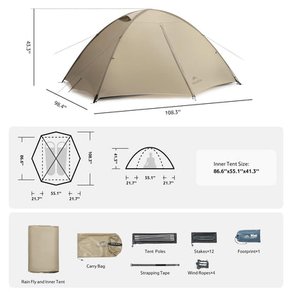 Naturehike Giling 1/2 Person Backpacking Tent 4 Season Lightweight Tent for Hiking & Bikepacking Easy Setup 3000mm Waterproof Ultralight CampingTents for Outdoor Cycling