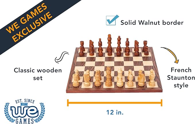 Classic Chess Set - Walnut Wood Board 12 in