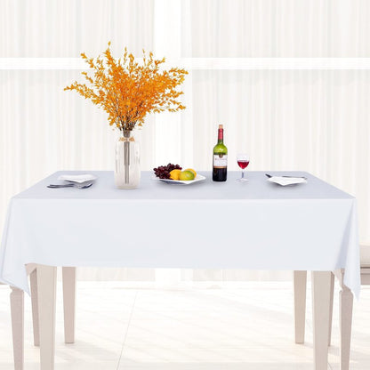 sancua 100% Waterproof Rectangle PVC Tablecloth - 60 x 60 Inch - Oil Proof Spill Proof Vinyl Table Cloth, Wipe Clean Table Cover for Dining Tables, Buffet Parties and Camping, White
