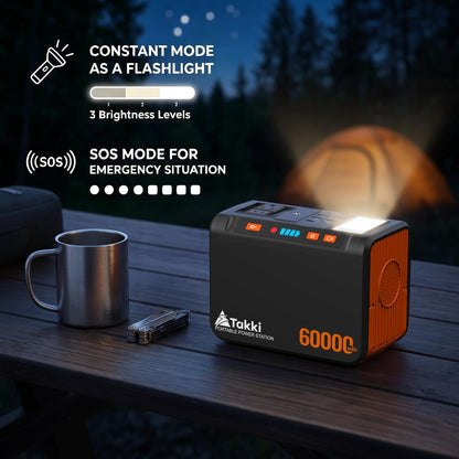 Takki Solar Generator 250W Portable Power Station with 40W Solar Panels 222Wh Pure Sine Wave Camping Lithium Battery Power Pack with AC 110V Outlet for Camping CPAP Home Use Emergency Outdoor