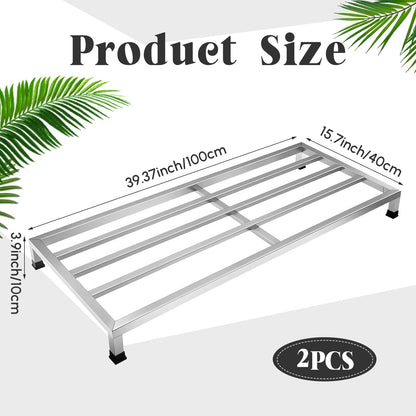 MorningRo 2 Pack Dunnage Rack 39.37" Long X 15.75" Wide, 3.9" Height Stainless Steel Dunnage Rack 1800 lbs Capacity Storage Commercial Food Service Storage in Restaurant Kitchens Shop