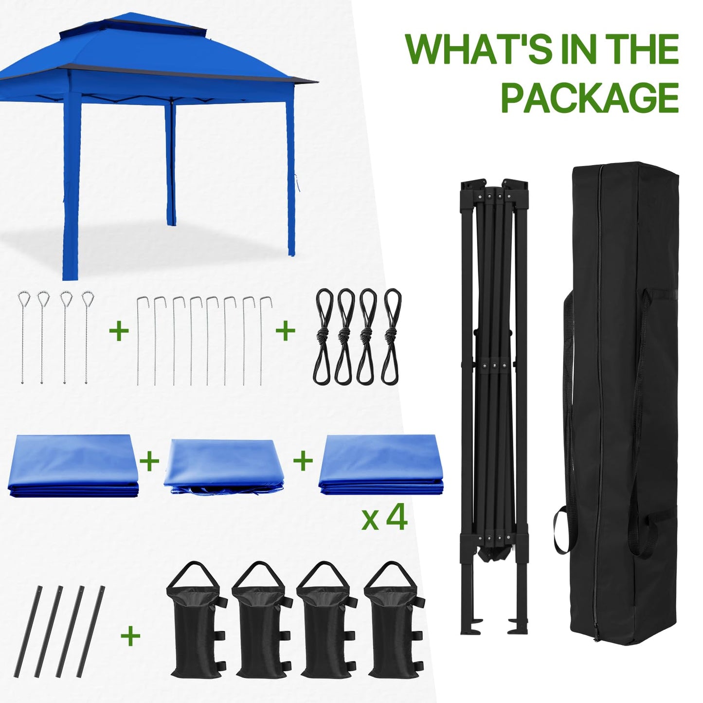 COOS BAY 11x11 Pop Up Gazebo with 4 Sidewalls, Instant Outdoor Canopy Tent with UPF 50+ UV Protection, Water Resistant Shelter with Carry Bag, Stakes & Ropes, Blue