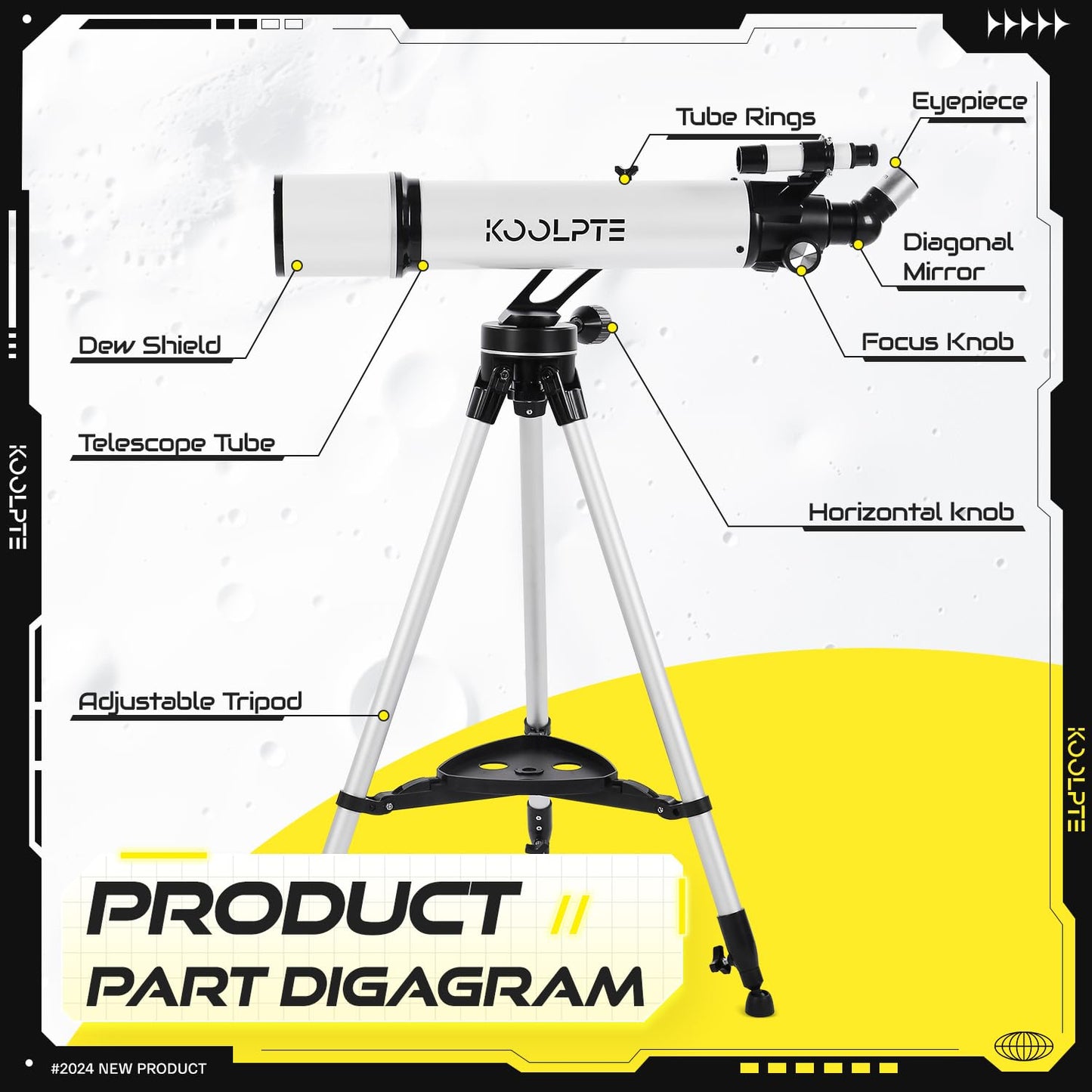Telescope,90mm Aperture 700mm with Vertisteel AZ Mounting Slow-Motion Mount, High Power Telescopes for Adults Astronomy, Easy for Beginners, with Carry Bag,Wireless Remote Control, Phone Adapter,White